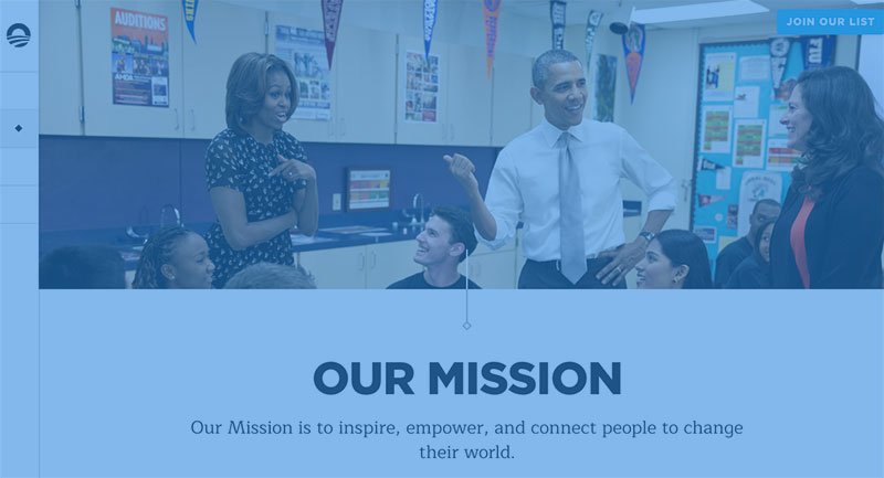 O site da Obama Foundation
